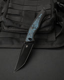 BESTECH TOGATTA BT2102H Titanium +Black & Blue Carbon Fiber Inlay Handle: 3.74
