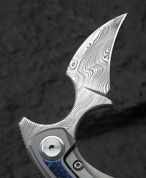 BESTECH STRELIT BT2103K Titanium+Timascus Handle: 2.19" Damasteel Blade