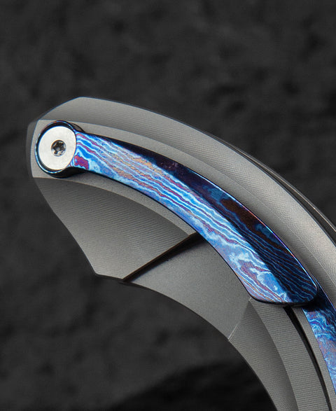 BESTECH STRELIT BT2103K Titanium+Timascus Handle: 2.19" Damasteel Blade