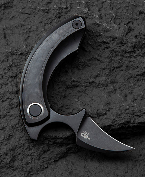 BESTECH STRELIT BT2103L Titanium+Marble Carbon Fiber Inlay Handle: 2.19" M390 Blade