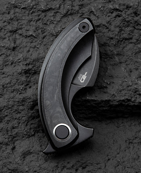 BESTECH STRELIT BT2103L Titanium+Marble Carbon Fiber Inlay Handle: 2.19" M390 Blade