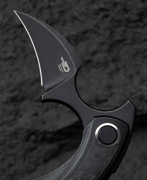 BESTECH STRELIT BT2103L Titanium+Marble Carbon Fiber Inlay Handle: 2.19" M390 Blade