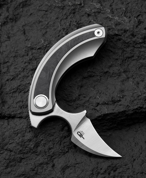 BESTECH STRELIT BT2103M Titanium+Marble Carbon Fiber Inlay Handle: 2.19" M390 Blade