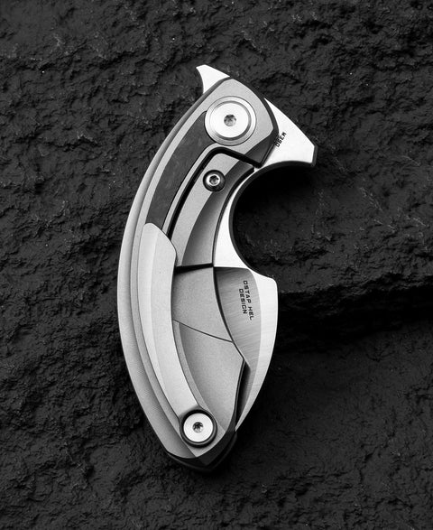 BESTECH STRELIT BT2103M Titanium+Marble Carbon Fiber Inlay Handle: 2.19" M390 Blade