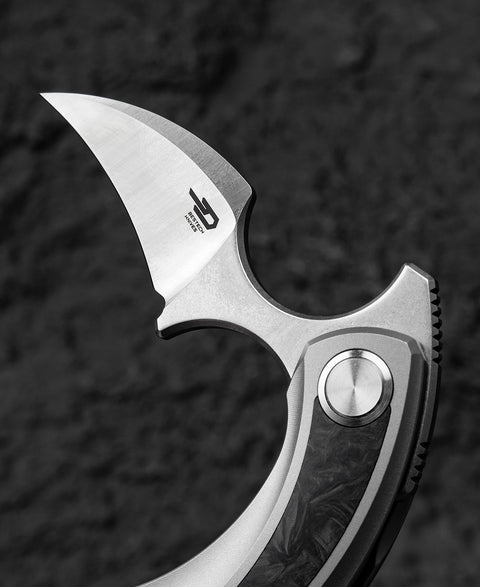 BESTECH STRELIT BT2103M Titanium+Marble Carbon Fiber Inlay Handle: 2.19" M390 Blade
