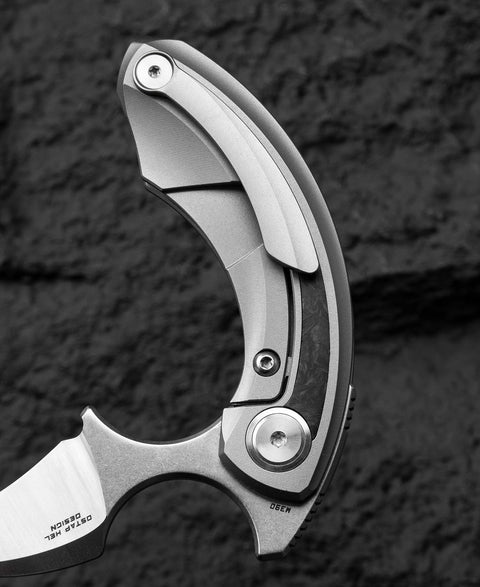 BESTECH STRELIT BT2103M Titanium+Marble Carbon Fiber Inlay Handle: 2.19" M390 Blade