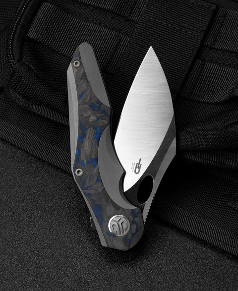 BESTECH NOGARD BT2105A Titanium+Black Blue Marble Carbon Fiber Inlay Handle: 3.35" M390 Blade