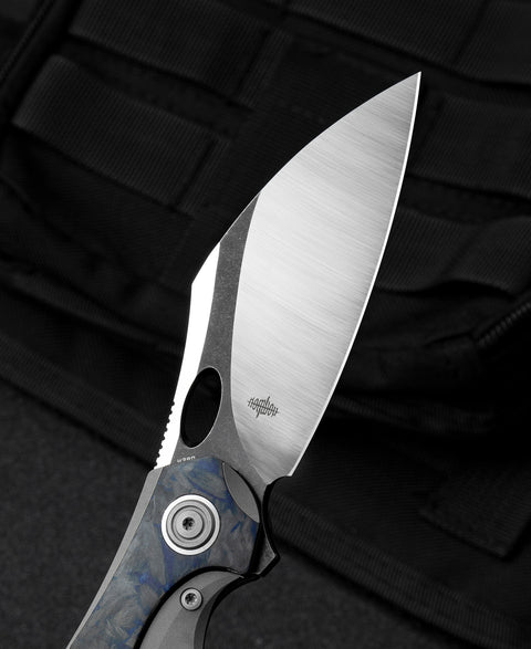 BESTECH NOGARD BT2105A Titanium+Black Blue Marble Carbon Fiber Inlay Handle: 3.35" M390 Blade