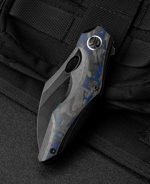 BESTECH NOGARD BT2105B Titanium+Black Blue Marble Carbon Fiber Inlay Handle: 3.35" M390 Blade