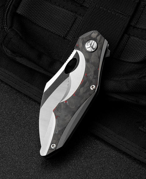 BESTECH NOGARD BT2105C Titanium+Black Red Marble Carbon Fiber Inlay Handle: 3.35" M390 Blade