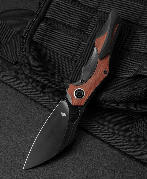 BESTECH NOGARD BT2105E Titanium+Natural Canvas Micarta Inlay Handle: 3.35" M390 Blade