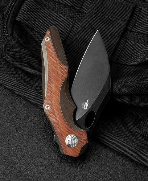 BESTECH NOGARD BT2105F Titanium+Natural Canvas Micarta Inlay Handle: 3.35" M390 Blade