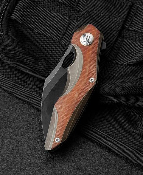 BESTECH NOGARD BT2105F Titanium+Natural Canvas Micarta Inlay Handle: 3.35" M390 Blade