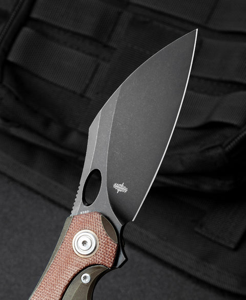 BESTECH NOGARD BT2105F Titanium+Natural Canvas Micarta Inlay Handle: 3.35" M390 Blade