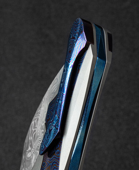 BESTECH NOGARD BT2105G Titanium+Timascus Inlay Handle: 3.35" Damasteel Blade