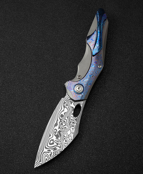 BESTECH NOGARD BT2105G Titanium+Timascus Inlay Handle: 3.35" Damasteel Blade