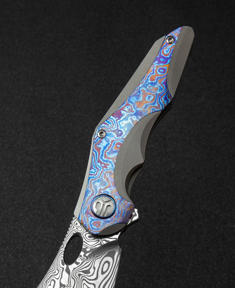 BESTECH NOGARD BT2105G Titanium+Timascus Inlay Handle: 3.35" Damasteel Blade