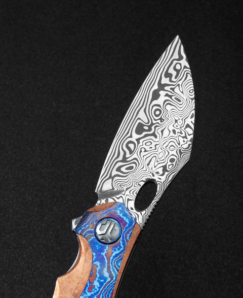 BESTECH NOGARD BT2105H Red Copper Titanium+Timascus Inlay Handle: 3.35" Damasteel Blade