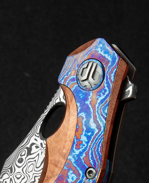 BESTECH NOGARD BT2105H Red Copper Titanium+Timascus Inlay Handle: 3.35" Damasteel Blade