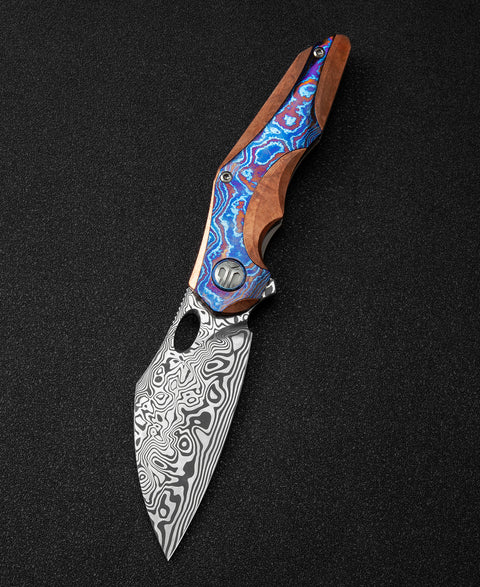 BESTECH NOGARD BT2105H Red Copper Titanium+Timascus Inlay Handle: 3.35" Damasteel Blade