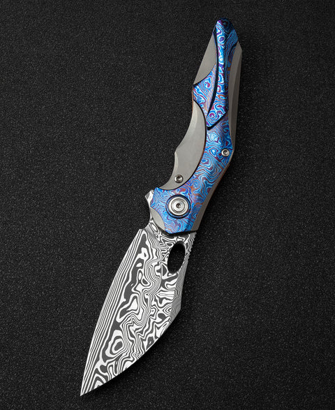 BESTECH NOGARD BT2105H Red Copper Titanium+Timascus Inlay Handle: 3.35" Damasteel Blade