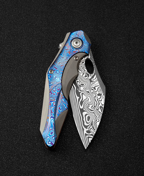 BESTECH NOGARD BT2105H Red Copper Titanium+Timascus Inlay Handle: 3.35" Damasteel Blade