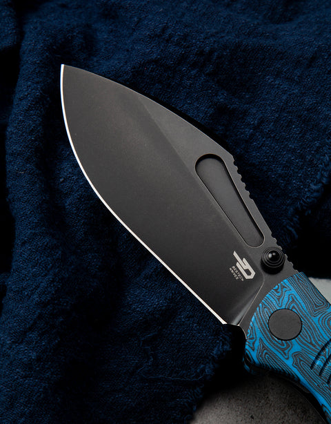 BESTECH LOCKNESS BT2205D Black Blue G10+Titanium Handle: 3.91" M390 Blade