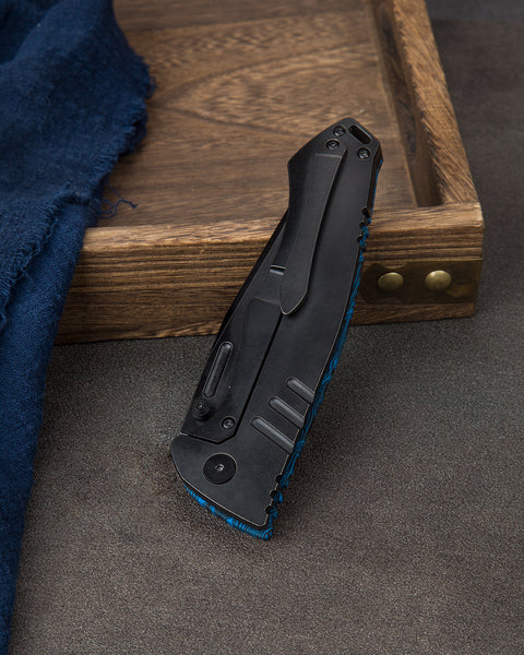 BESTECH KEEN II BT2301D Black blue G10+Titanium Handle: 4.19" S35VN Blade