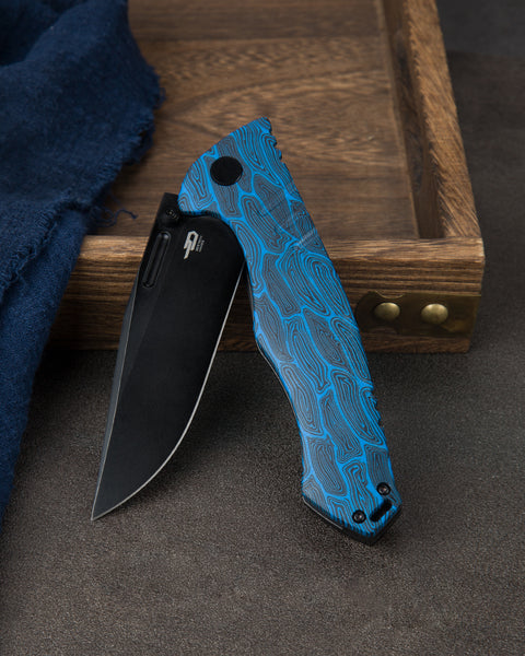 BESTECH KEEN II BT2301D Black blue G10+Titanium Handle: 4.19" S35VN Blade