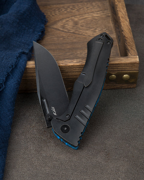 BESTECH KEEN II BT2301D Black blue G10+Titanium Handle: 4.19" S35VN Blade