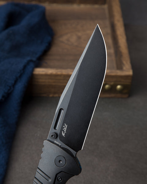 BESTECH KEEN II BT2301D Black blue G10+Titanium Handle: 4.19" S35VN Blade