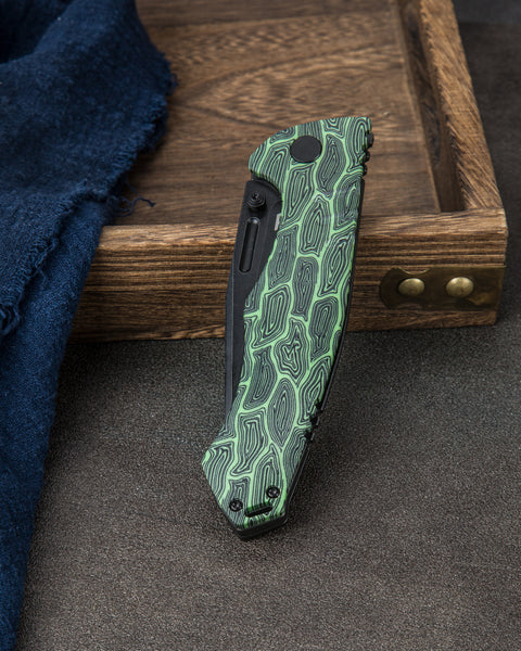 BESTECH KEEN II BT2301E Black green G10+Titanium Handle: 4.19" S35VN Blade