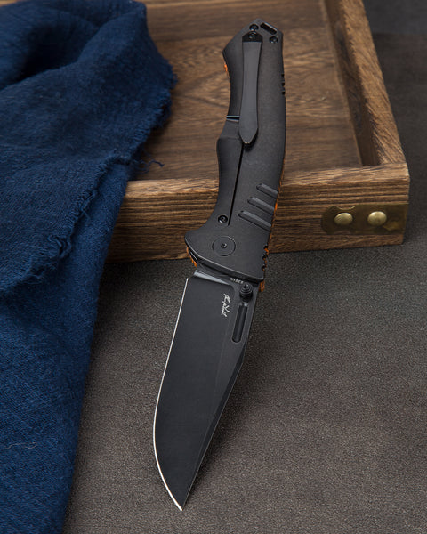 BESTECH KEEN II BT2301F Black orange G10+Titanium Handle: 4.19" S35VN Blade
