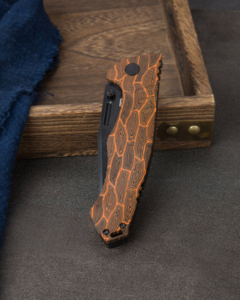 BESTECH KEEN II BT2301F Black orange G10+Titanium Handle: 4.19" S35VN Blade