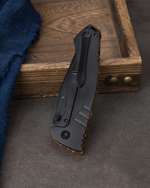 BESTECH KEEN II BT2301F Black orange G10+Titanium Handle: 4.19" S35VN Blade