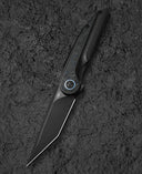 BESTECH BLIND FURY BT2303F Black Stonewash Titanium Blue Marble Inlay Handle: 3.62