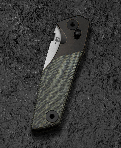 BESTECH CETUS BT2304A Black Bronze Titanium Black Canvas Micarta Inlay: 3.94" Black PVD Horizontal Satin M390 Blade