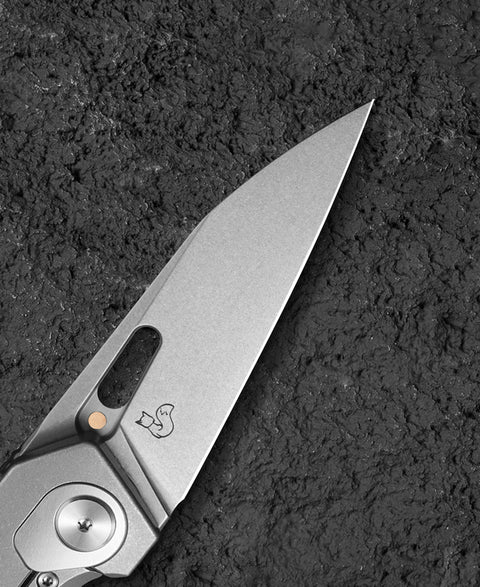 BESTECH VK-VOID BT2305B White Bead Blast+Stonewash Titanium+ Carbon Fiber Handle: 2.85" Stonewash Elmax Blade