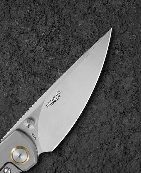 BESTECH LITO BT2307A Titanium+Black Canvas Micarta Inlay Handle: 2.7" M390 Blade