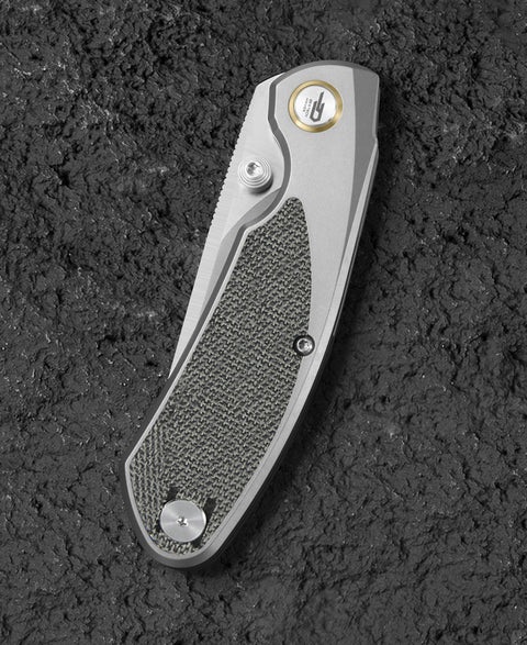 BESTECH LITO BT2307A Titanium+Black Canvas Micarta Inlay Handle: 2.7" M390 Blade