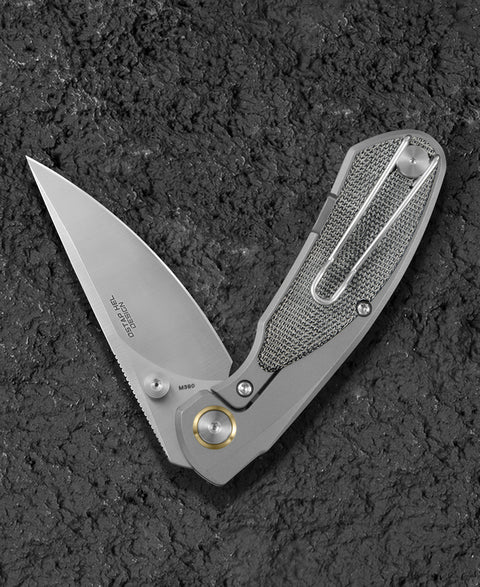BESTECH LITO BT2307A Titanium+Black Canvas Micarta Inlay Handle: 2.7" M390 Blade