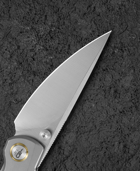 BESTECH LITO BT2307A Titanium+Black Canvas Micarta Inlay Handle: 2.7" M390 Blade