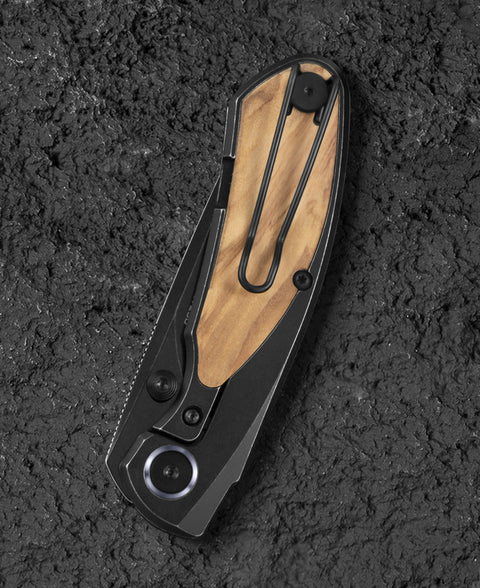 BESTECH LITO BT2307C Titanium+Olive Wood Inlay Handle: 2.7" M390 Blade