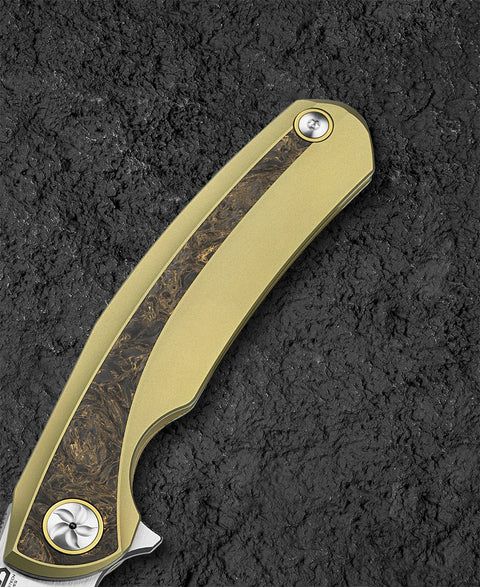 BESTECH SAMBAC BT2402A 3.62" M-cut Blade Titanium Fat Carbon Fiber Inlay Handle