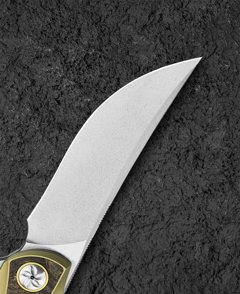 BESTECH SAMBAC BT2402A 3.62" M-cut Blade Titanium Fat Carbon Fiber Inlay Handle