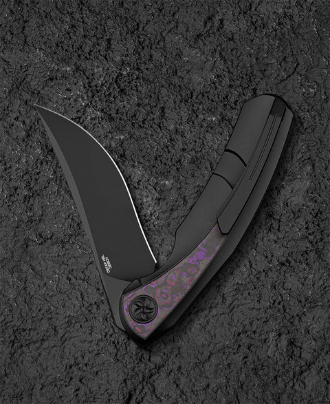 BESTECH SAMBAC BT2402B 3.62" M-cut Blade Titanium Fat Carbon Fiber Inlay Handle