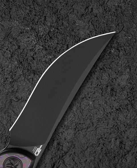 BESTECH SAMBAC BT2402B 3.62" M-cut Blade Titanium Fat Carbon Fiber Inlay Handle