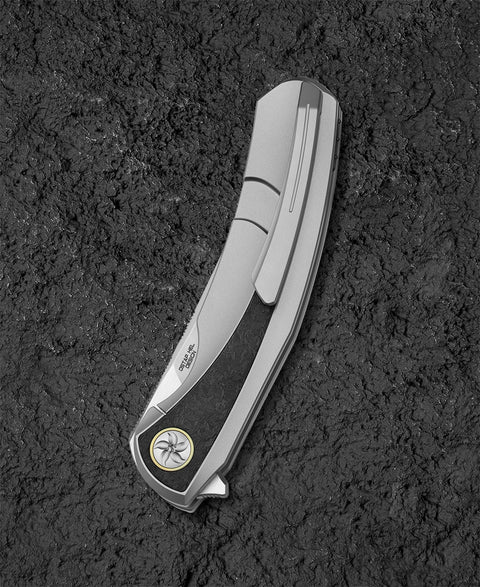 BESTECH SAMBAC BT2402C 3.62" M-cut Blade Titanium Marble Carbon Fiber Inlay Handle