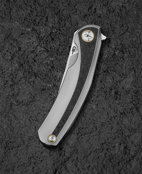 BESTECH SAMBAC BT2402C 3.62" M-cut Blade Titanium Marble Carbon Fiber Inlay Handle