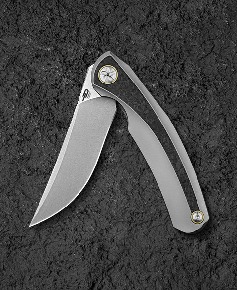 BESTECH SAMBAC BT2402C 3.62" M-cut Blade Titanium Marble Carbon Fiber Inlay Handle